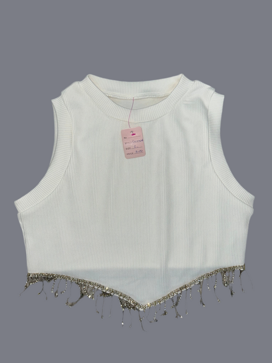 Crystal Drop Ribbed Crop Top
