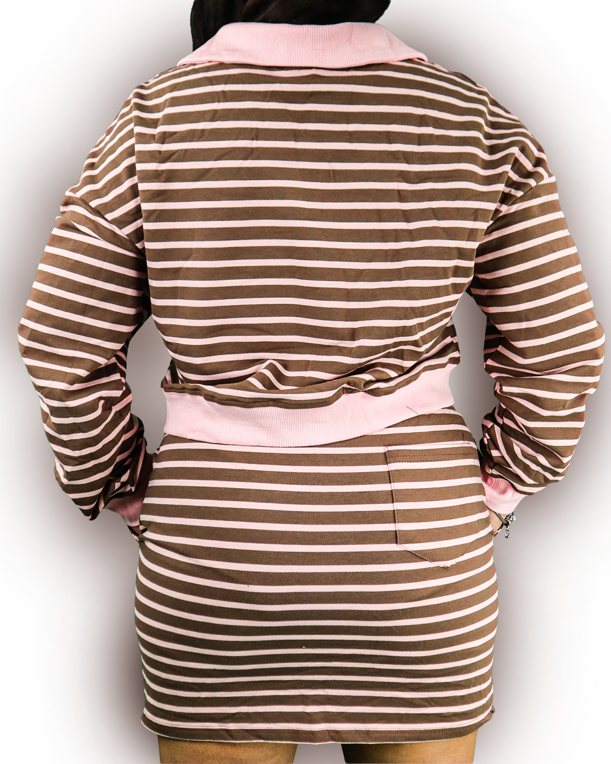 Striped Long Sleeve Skirt Set